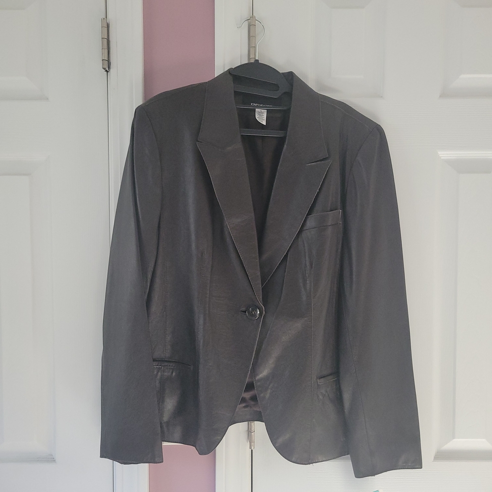 New With Tags Sable Jones New York Dark Brown Leather Blazer Jacket